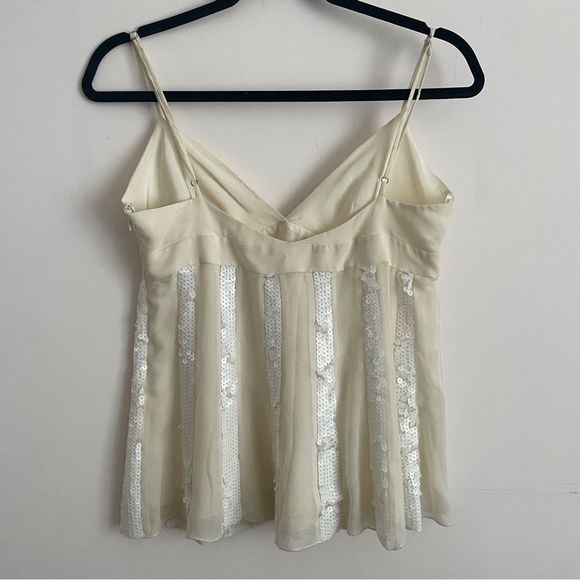 Vintage Y2K BCBG white babydoll silk sequin camisole - Picture 4 of 7